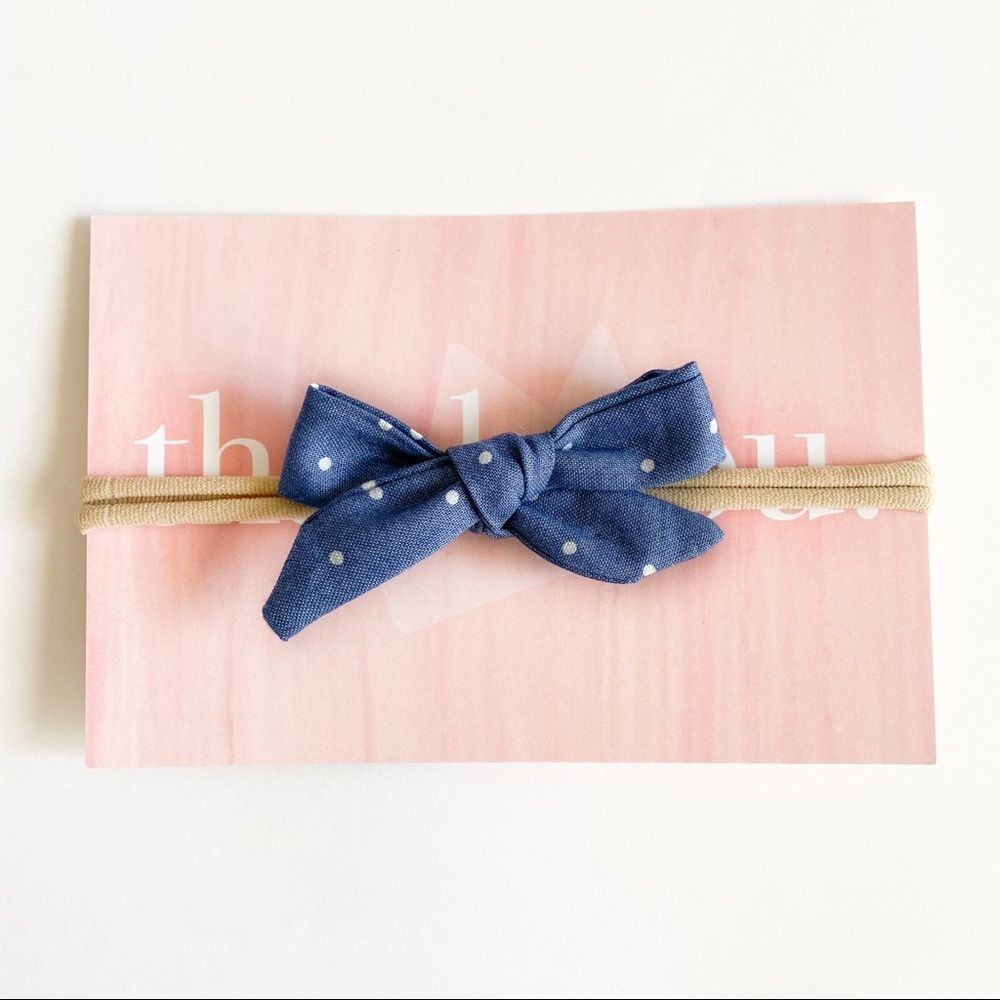 Lucy Sophia Denim Polkadot Bow